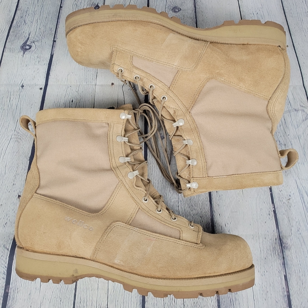 WELLCO | lace-up vibram sole suede military desert combat boots - Picture 2 of 10